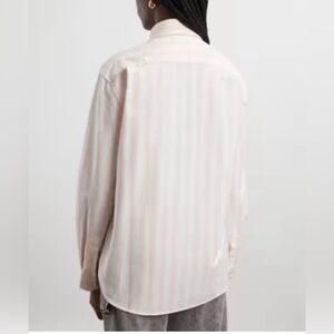 ATM Anthony Thomas Melillo Pink Striped Linen Blend Shirt.    Size-Medium